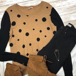 Brown with black Polka Dot Long Sleeve sweater🍂